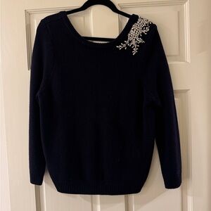 ba&sh Black Sweater with White Embellishments